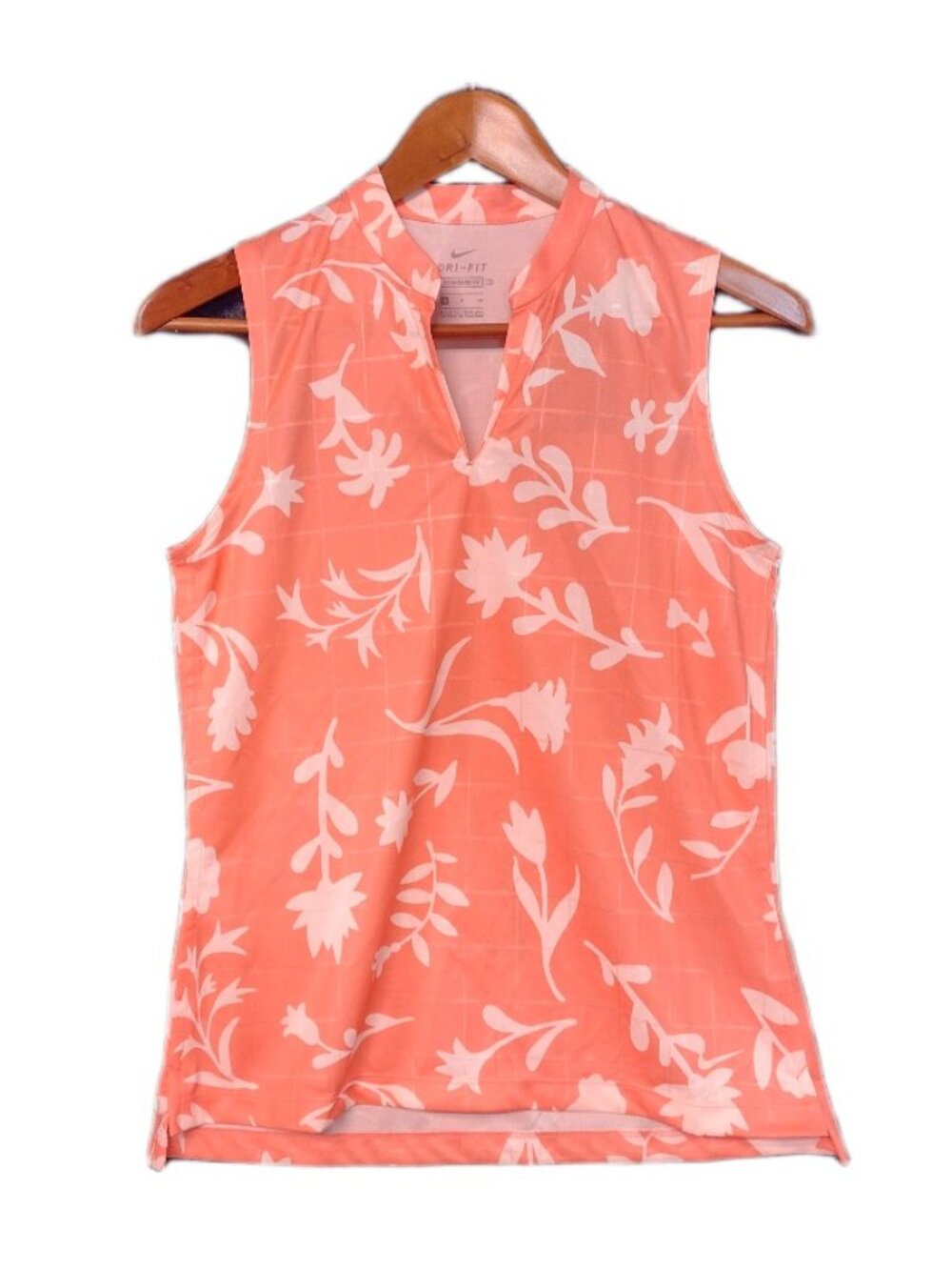 Nike Golf Dri-FIT Sleeveless Floral Golf Top Coral White Women’s Small NWT